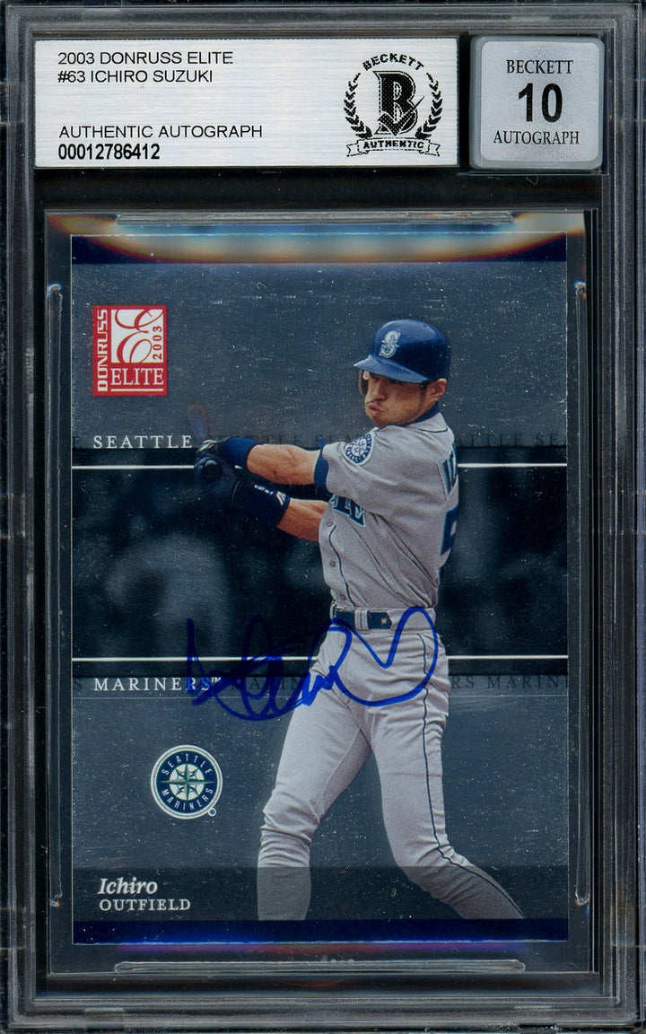 Ichiro Suzuki Auto Signed 2003 Donruss Elite Card 63 Mariners Auto GM 10 Beckett