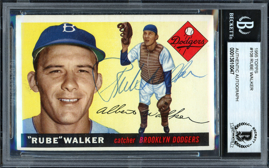 Al "Rube" Walker Signed 1955 Topps Card 108 Brooklyn Dodgers Beckett #13610047