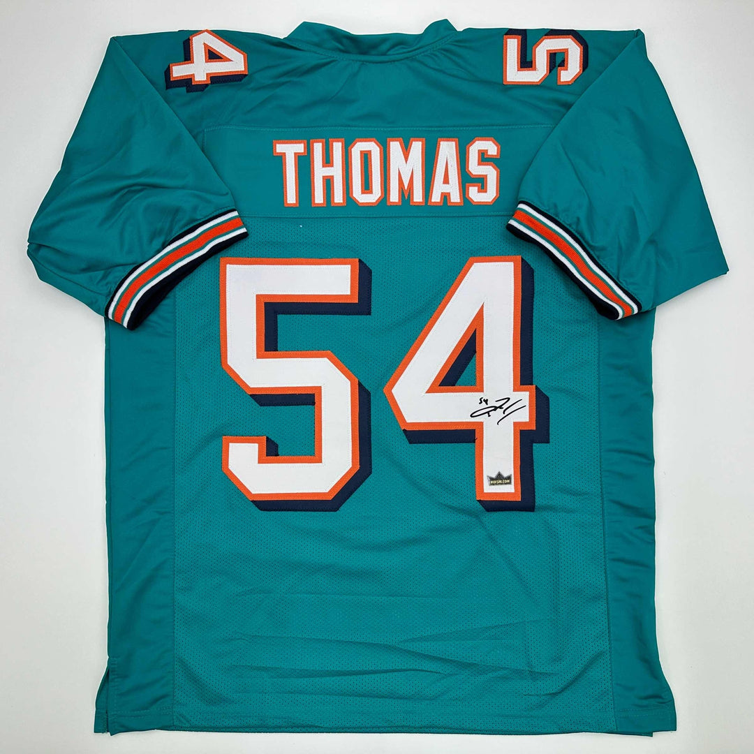 Facsimile Autographed Zach Thomas Miami Teal Reprint Jersey Size Men's XL