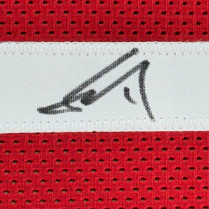 Framed Autographed/Signed Yao Ming 35x39 Houston Red Basketball Jersey BAS COA