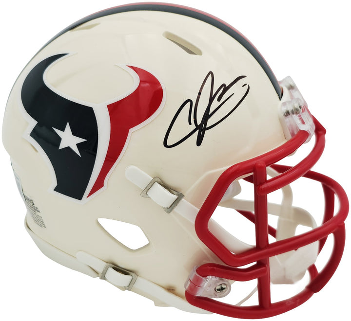 Andre Johnson Signed Texans Cream Retro Speed Mini Helmet Retro Beckett Witness
