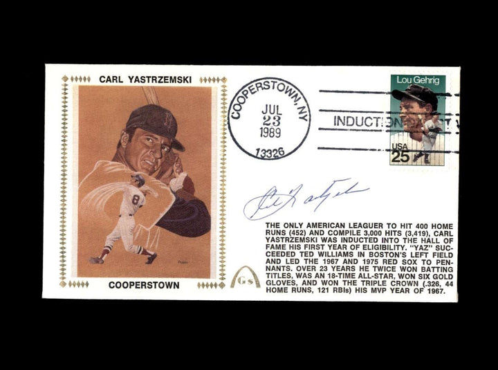 Carl Yastrzemski PSA DNA Coa Hand Signed Cooperstown HOF FDC Cache Autograph