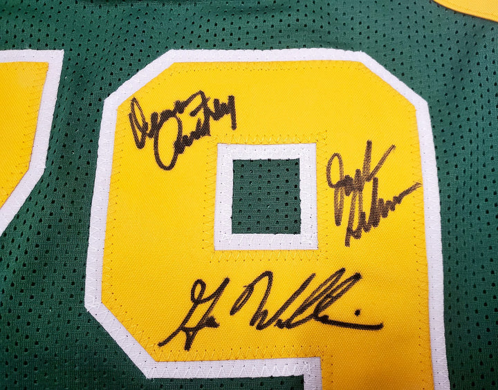 1978-79 NBA Champ Supersonics Auto Green Jersey 8 Sig Fred Brown Gus Williams