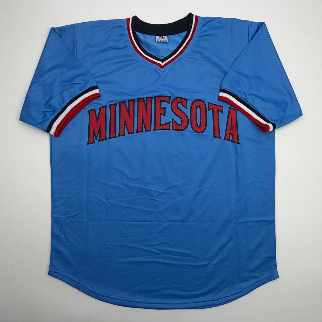 Autographed/Signed Jack Morris Minnesota Blue Baseball Jersey Beckett COA