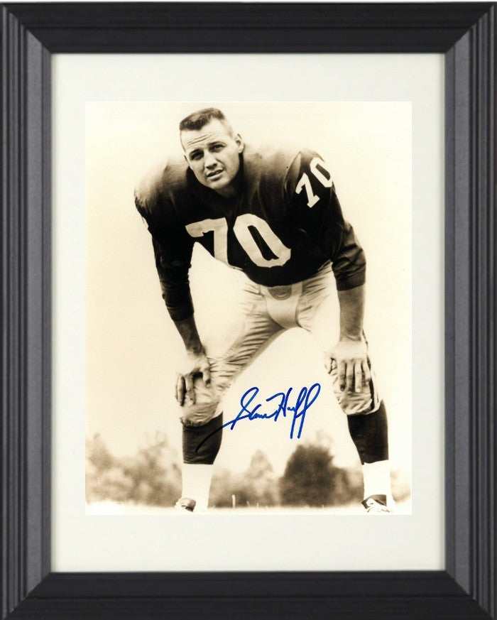 Sam Huff signed New York Giants Vintage Sepia 8x10 Photo Framed- COA (HOF)