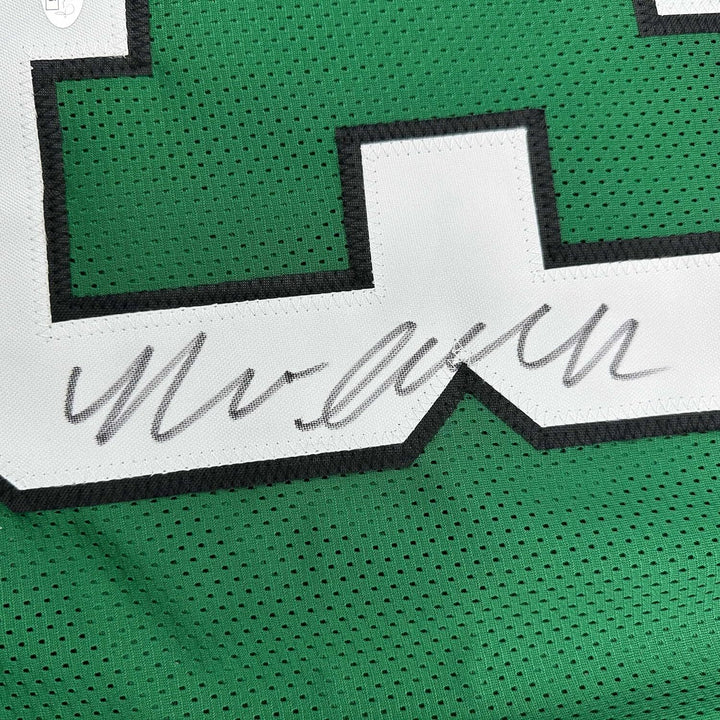 Framed Autographed/Signed Nolan Smith Jr. 35x39 Kelly Green Jersey JSA COA