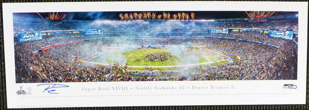 Russell Wilson Signed 13x40 SB XLVIII Panoramic Photo Seattle Seahawks RW Holo