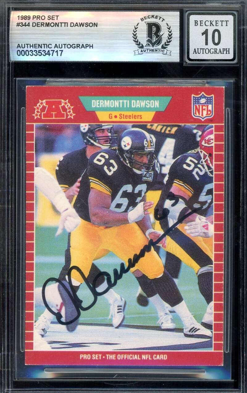 Dermontti Dawson Gem Mint 10 Beckett BAS Signed 1989 Pro Set Rookie Autograph