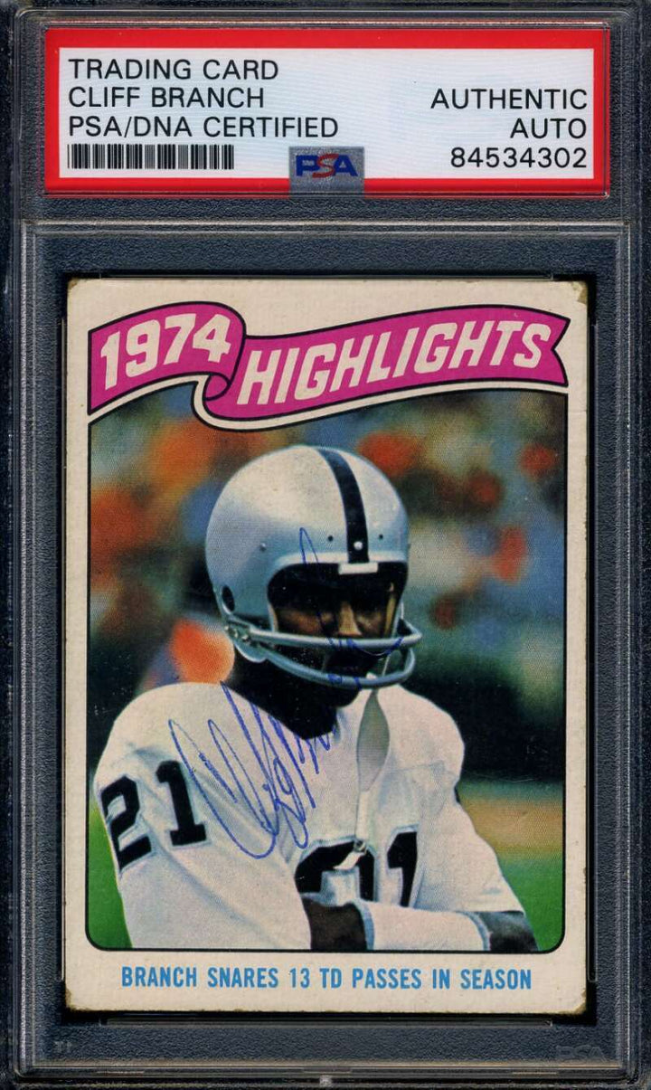 Cliff Branch PSA DNA Vintage Signed 1975 Topps Rookie Autographed