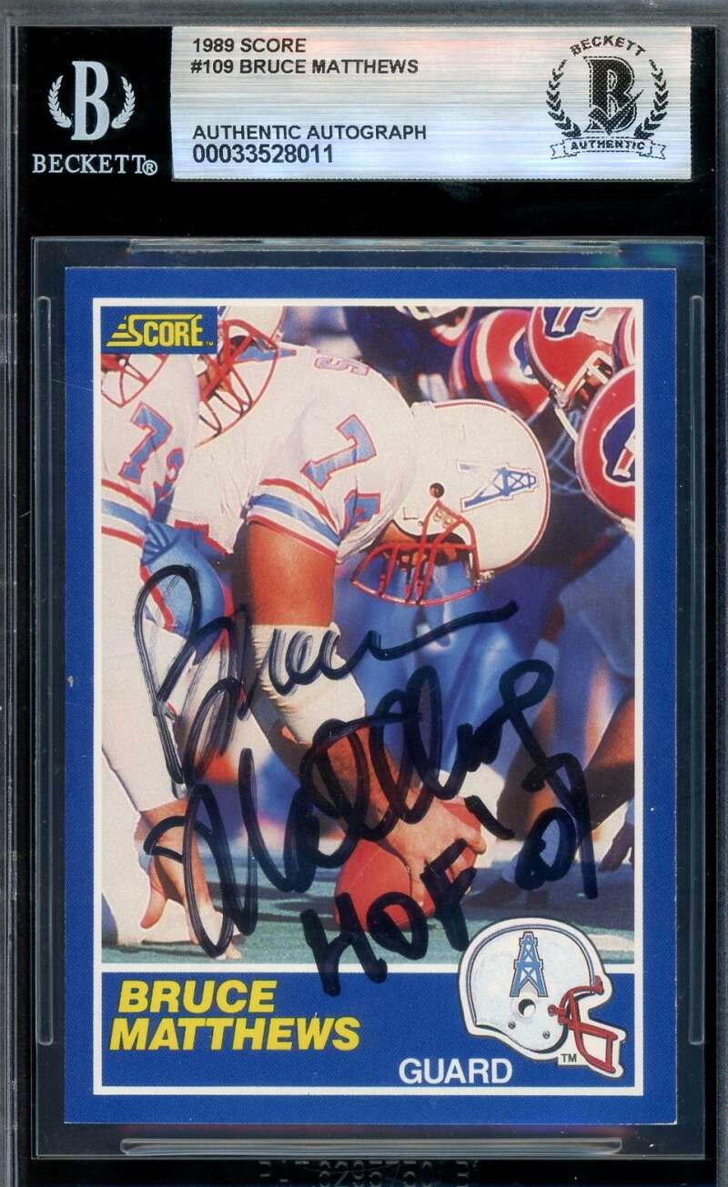 Bruce Matthews Beckett BAS Signed 1989 Score Rookie Autograph Oilers
