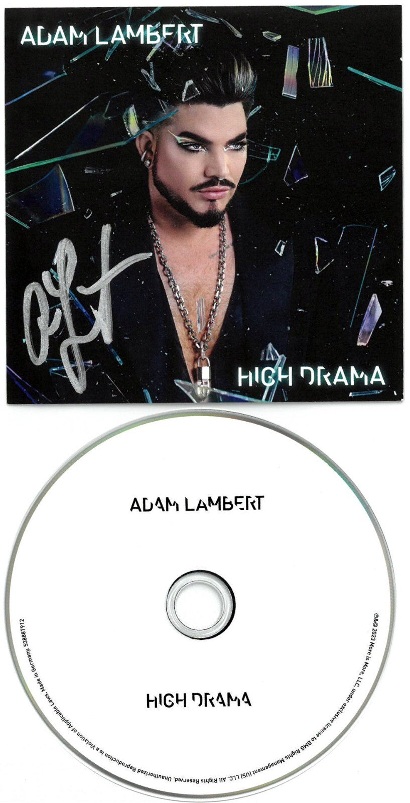 Adam Lambert signed 2023 High Drama 4.75x4.75 Art Card w/ Album Hard Cover Bookl