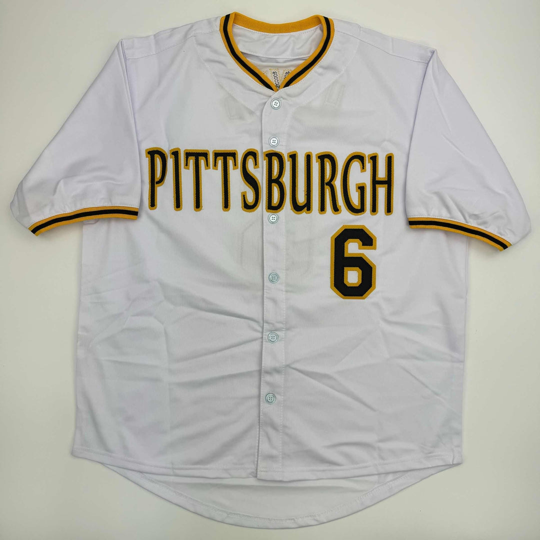 Autographed/Signed Ke'Bryan Hayes Pittsburgh White Baseball Jersey BAS COA #2