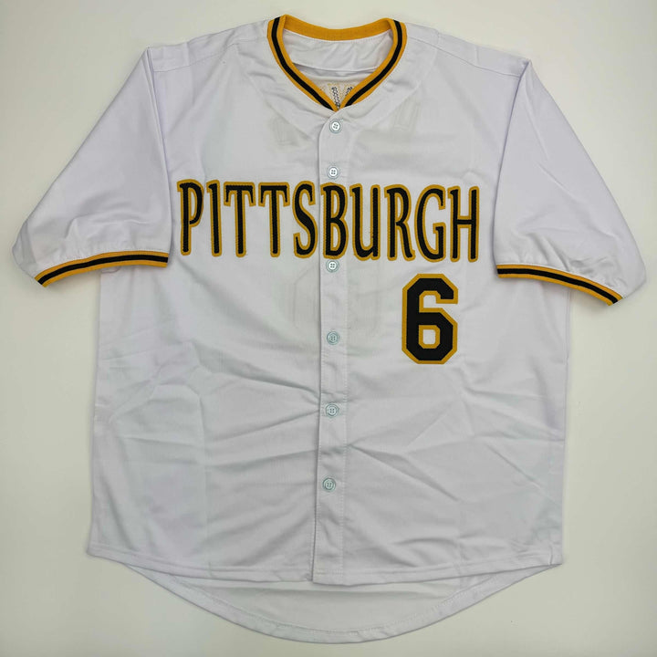 Autographed/Signed Ke'Bryan Hayes Pittsburgh White Baseball Jersey BAS COA #2