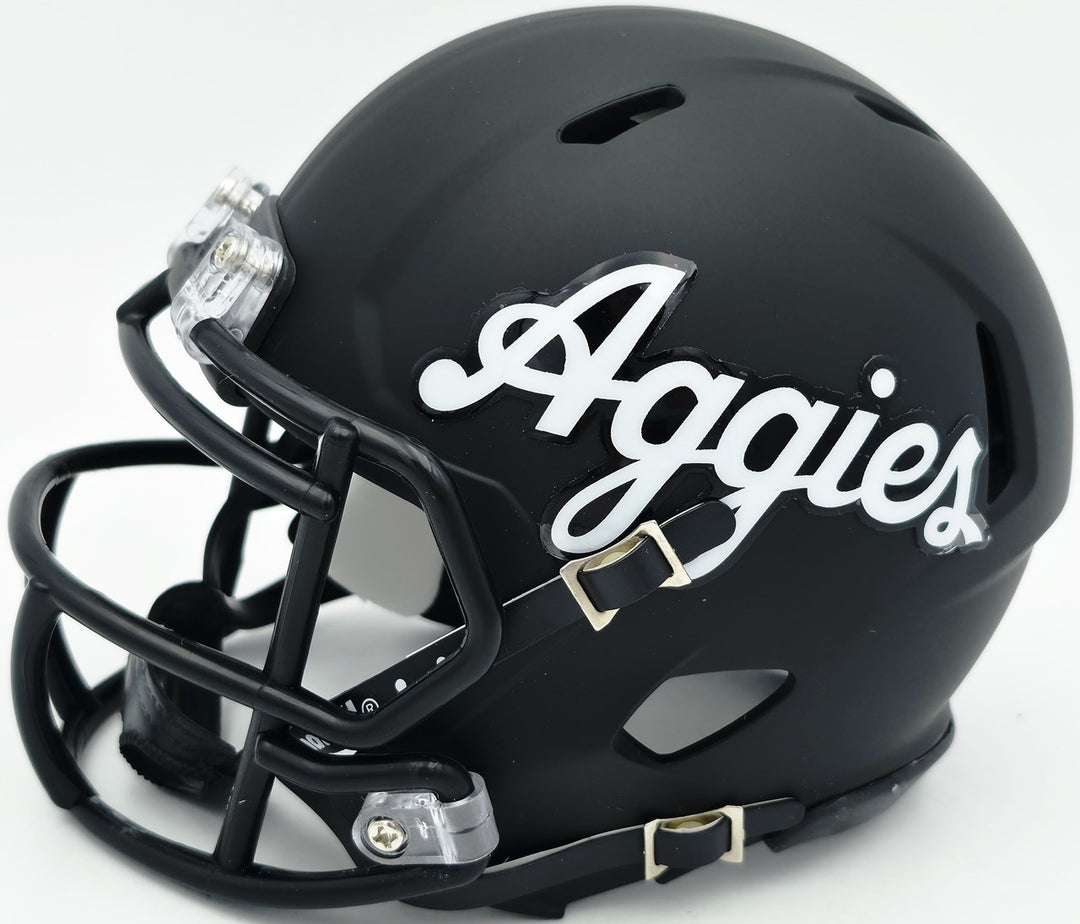Johnny Manziel Auto Texas A&M Black Aggies Script Logo Speed Mini Helmet "12 HT"