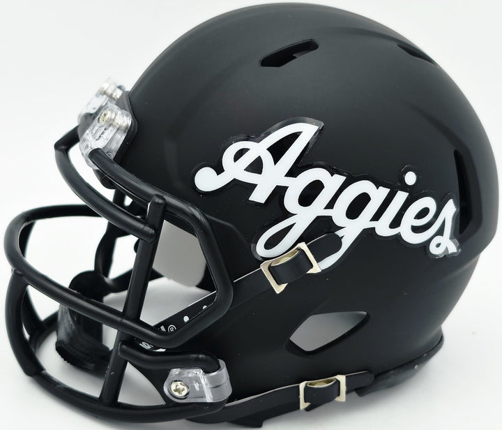 Johnny Manziel Auto Texas A&M Black Aggies Script Logo Speed Mini Helmet "12 HT"