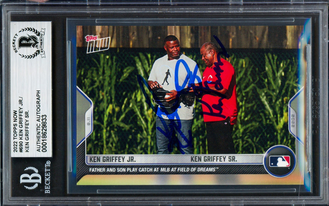 Ken Griffey Jr. & Sr. Signed 2022 Topps Now Card 690 Beckett