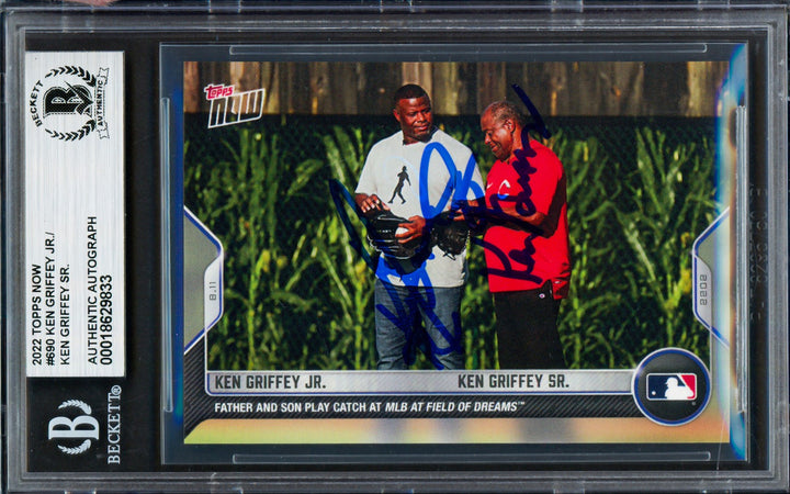 Ken Griffey Jr. & Sr. Signed 2022 Topps Now Card 690 Beckett