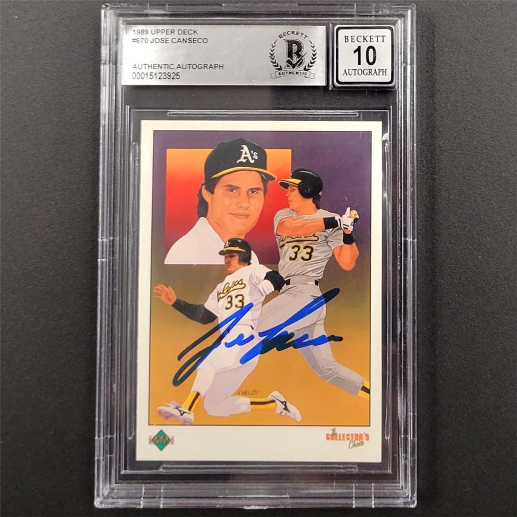 Jose Canseco signed 1989 Upper Deck #670 card autograph BAS 10 auto