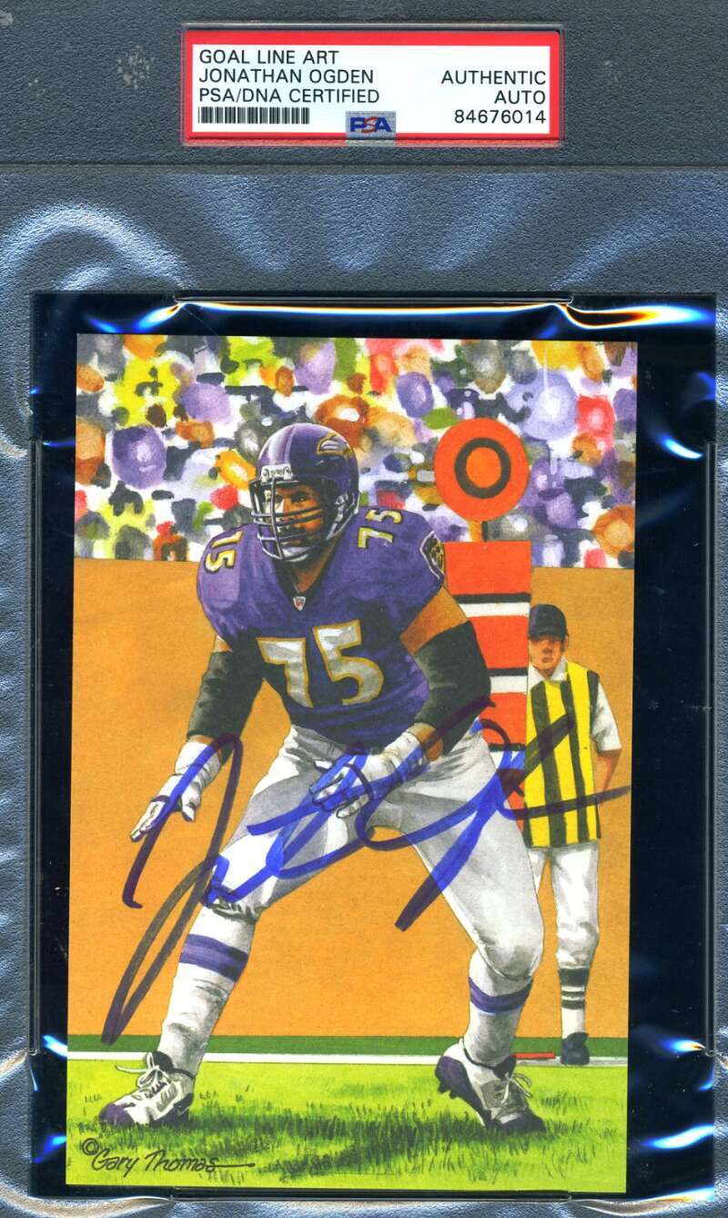 Jonathan Ogden PSA DNA Slabbed Signed Goal Line Art Card Autograph GLAC