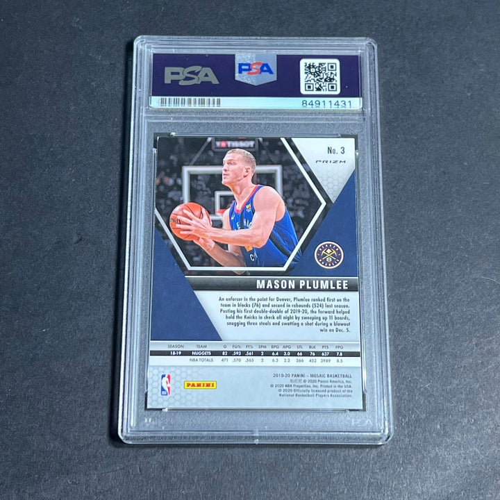 2019-20 Panini Mosaic #3 Mason Plumlee Signed Card AUTO 10 PSA Slabbed Nuggets