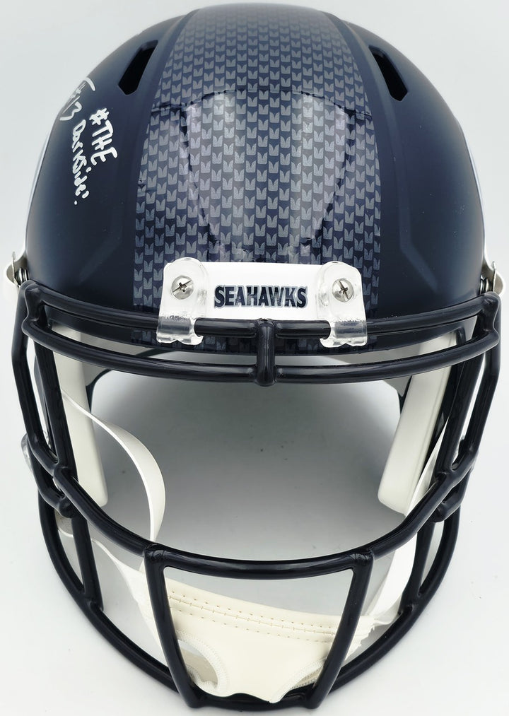 Ernest Jones IV Signed Seahawks Blue Full Sz Speed Rep Helmet MCS MCS Holo