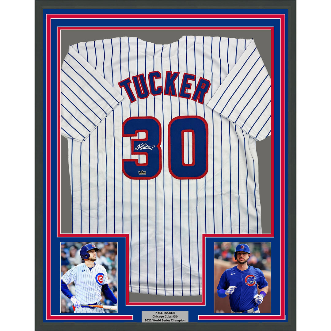 Framed Facsimile Autographed Kyle Tucker 35x39 Pin Reprint Laser Auto Jersey