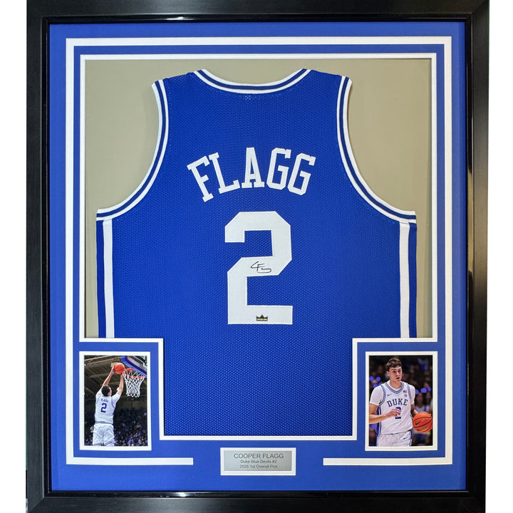 Framed Facsimile Autographed Cooper Flagg 35x39 Reprint Laser Auto Jersey