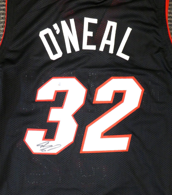 Miami Heat Shaquille Shaq O'Neal Signed Black Jersey On 3 Beckett BAS