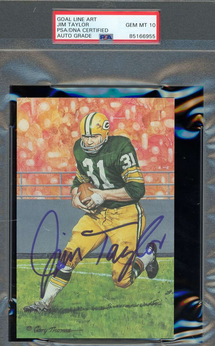 Jim Taylor Gem Mint 10 PSA DNA Signed Goal Line Art Card GLAC Autographed