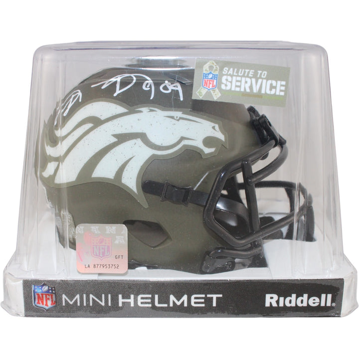 Shannon Sharpe Autographed Denver Broncos 22 STS Mini Helmet Beckett WIT 50810