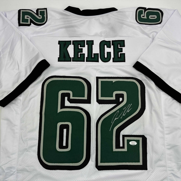 Autographed/Signed Jason Kelce Philadelphia White Jersey PSA/DNA COA