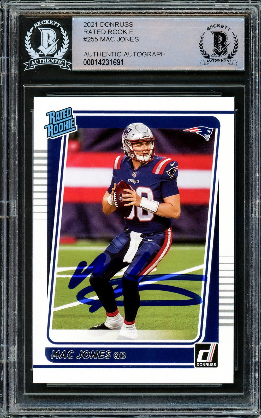 Mac Jones Signed 2021 Donruss Rated RC 255 New England Patriots Beckett