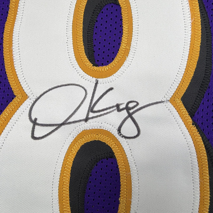 Autographed/Signed Derrick Mason Baltimore Purple Jersey Beckett BAS COA