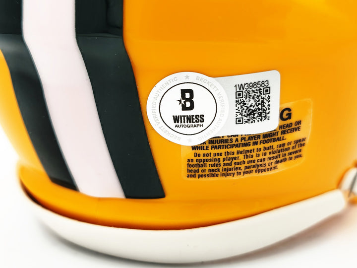Aaron Jones Signed Green Bay Packers Yellow Speed Mini Helmet Beckett Witness