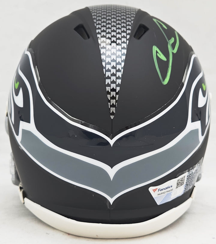 Chris Carson Signed Seahawks Flat Matte Black Speed Mini Helmet Fanatics Holo