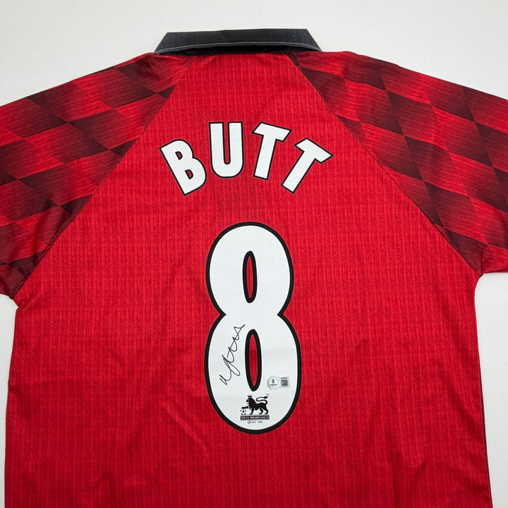 Autographed/Signed Nicky Butt Manchester United Red Soccer Jersey Beckett COA