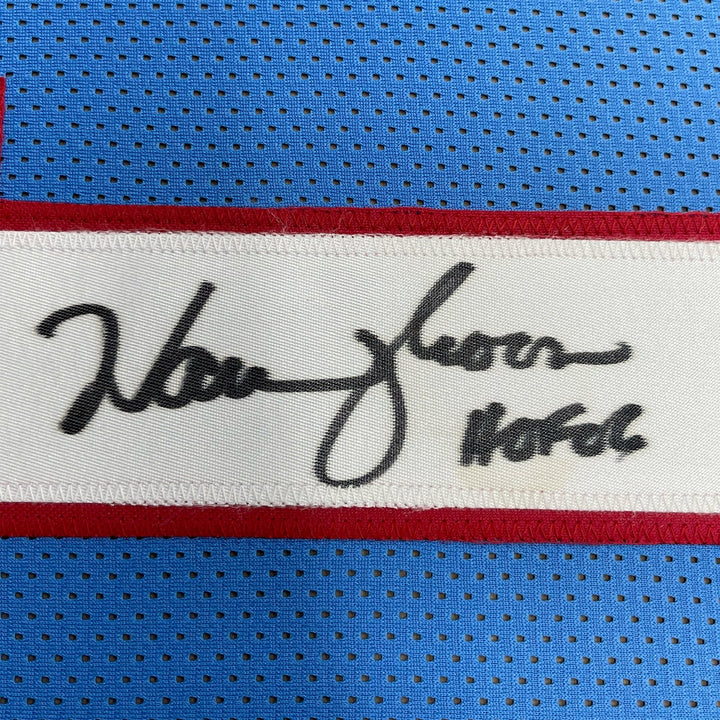 FRAMED Signed WARREN MOON HOF 06 35x39 Houston Blue Jersey JSA COA