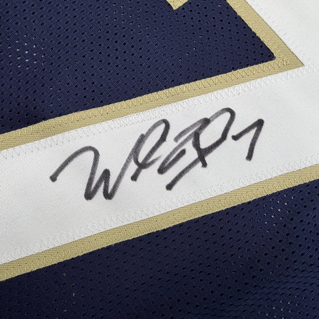 Autographed/Signed Will Fuller Notre Dame Blue College Football Jersey JSA COA