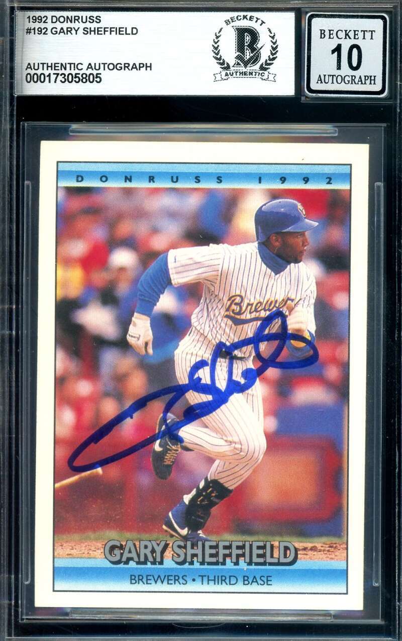 Gary Sheffield Gem Mint 10 Beckett BAS Signed 1992 Donruss Autograph