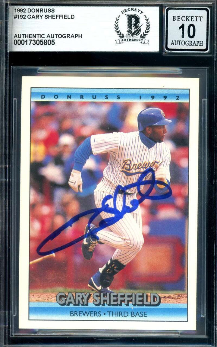 Gary Sheffield Gem Mint 10 Beckett BAS Signed 1992 Donruss Autograph