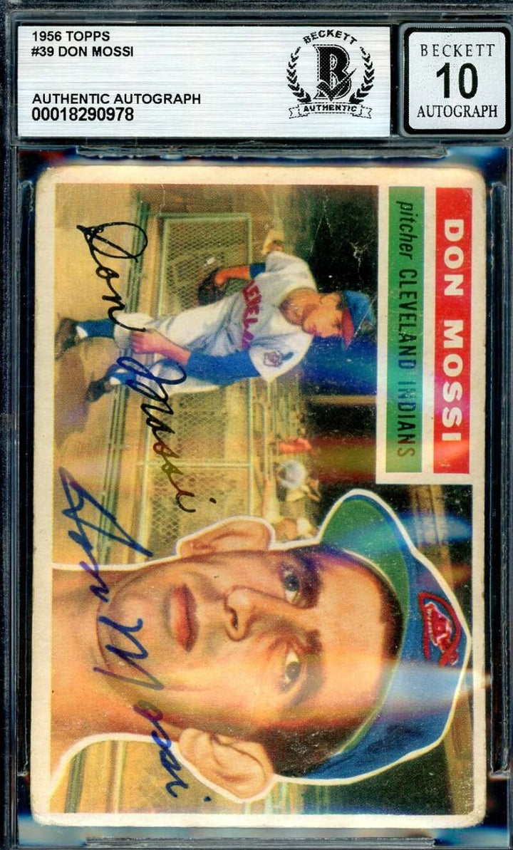 Don Mossi Gem Mint 10 Beckett BAS Signed 1956 Topps Autograph