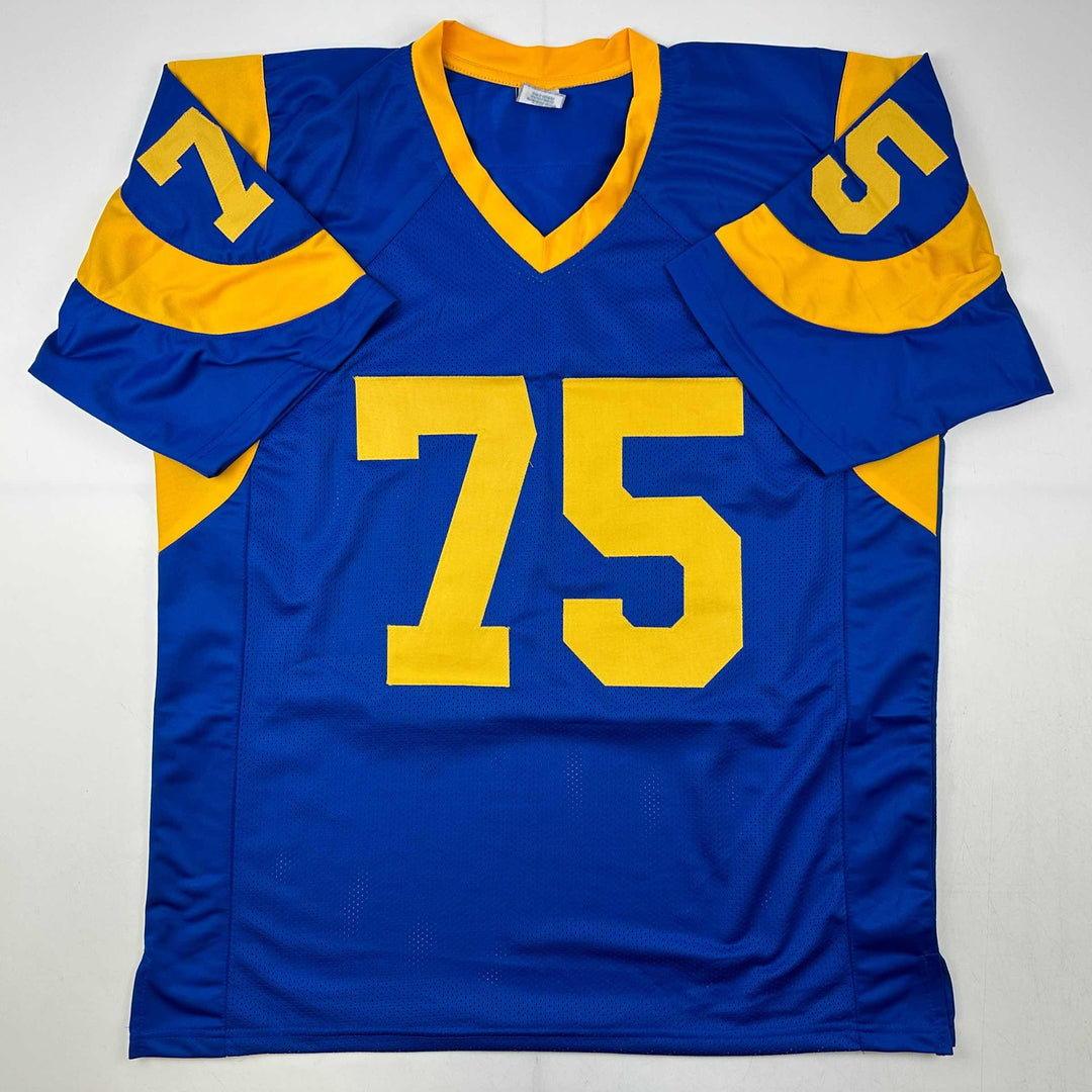 Facsimile Autographed Deacon Jones Los Angeles LA Blue Reprint Jersey Men's XL