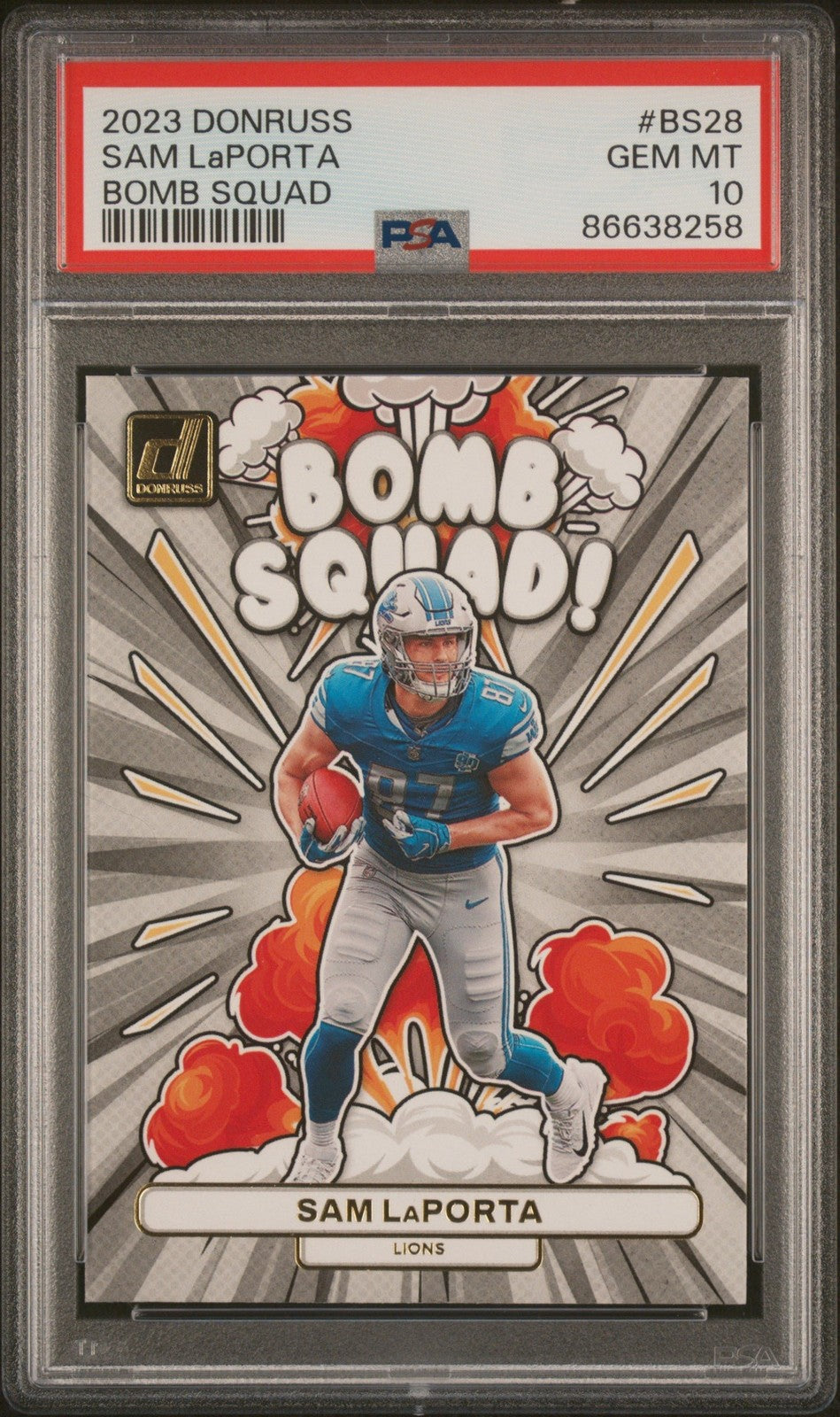 Graded 2023 Donruss Sam LaPorta #BS28 Bomb Squad Rookie RC Card PSA 10