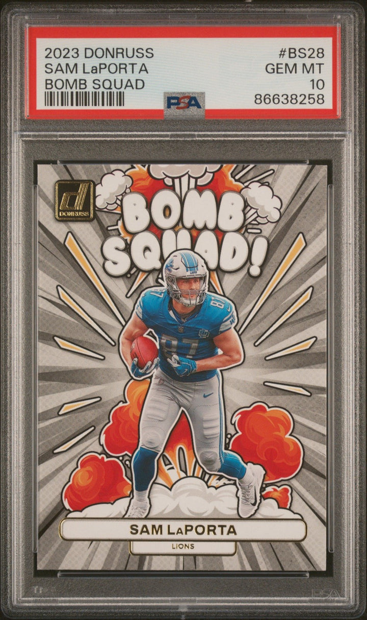 Graded 2023 Donruss Sam LaPorta #BS28 Bomb Squad Rookie RC Card PSA 10