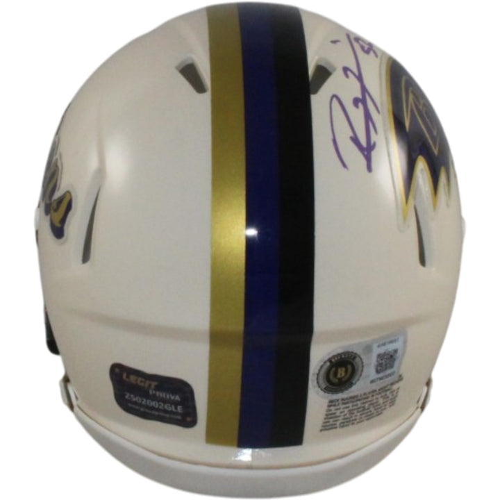 Ray Lewis Autographed Baltimore Ravens Retro Mini Helmet Beckett Witness 57538