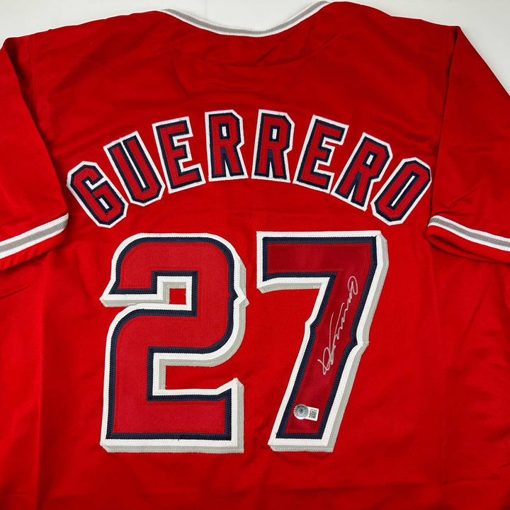 Autographed/Signed Vladimir Vlad Guerrero Los Angeles LA Red Jersey Beckett COA
