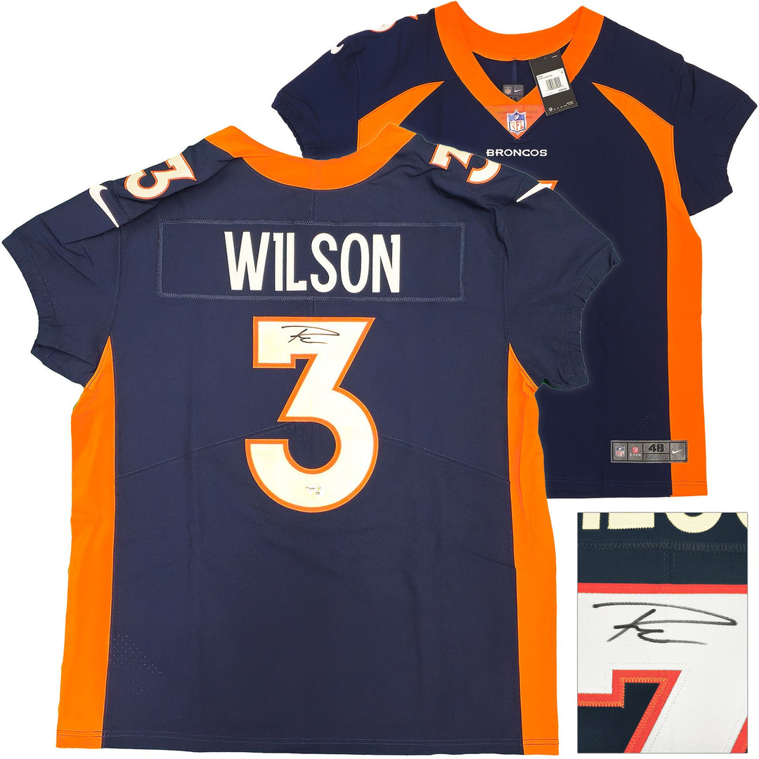 Broncos Russell Wilson Auto Signed Blue Nike Elite Jersey Size 48 Fanatics Holo