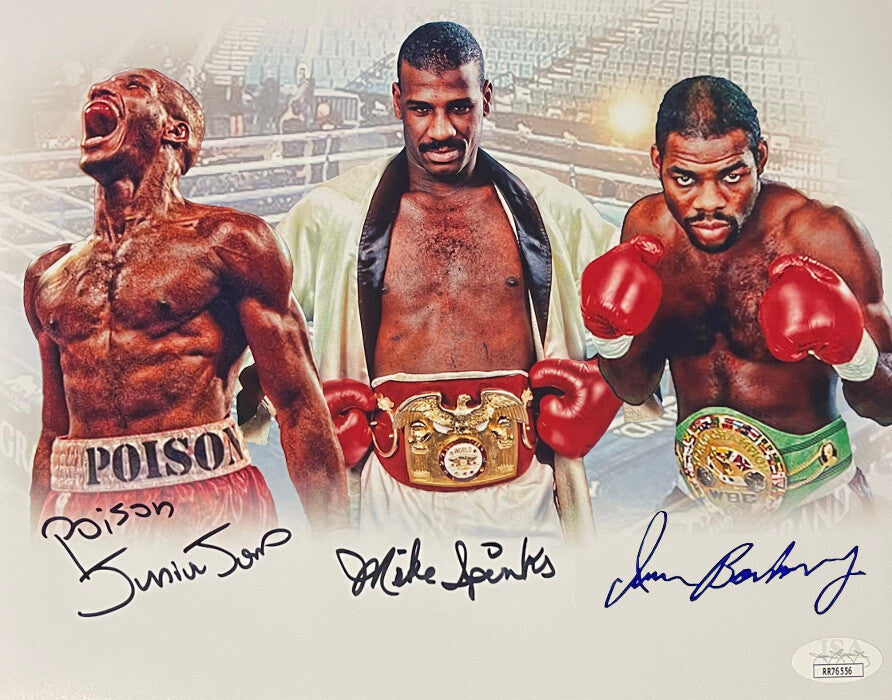 Poison Junior Jones, Michael Spinks & Iran Barkley signed Boxing 16x20 Photo-JSA
