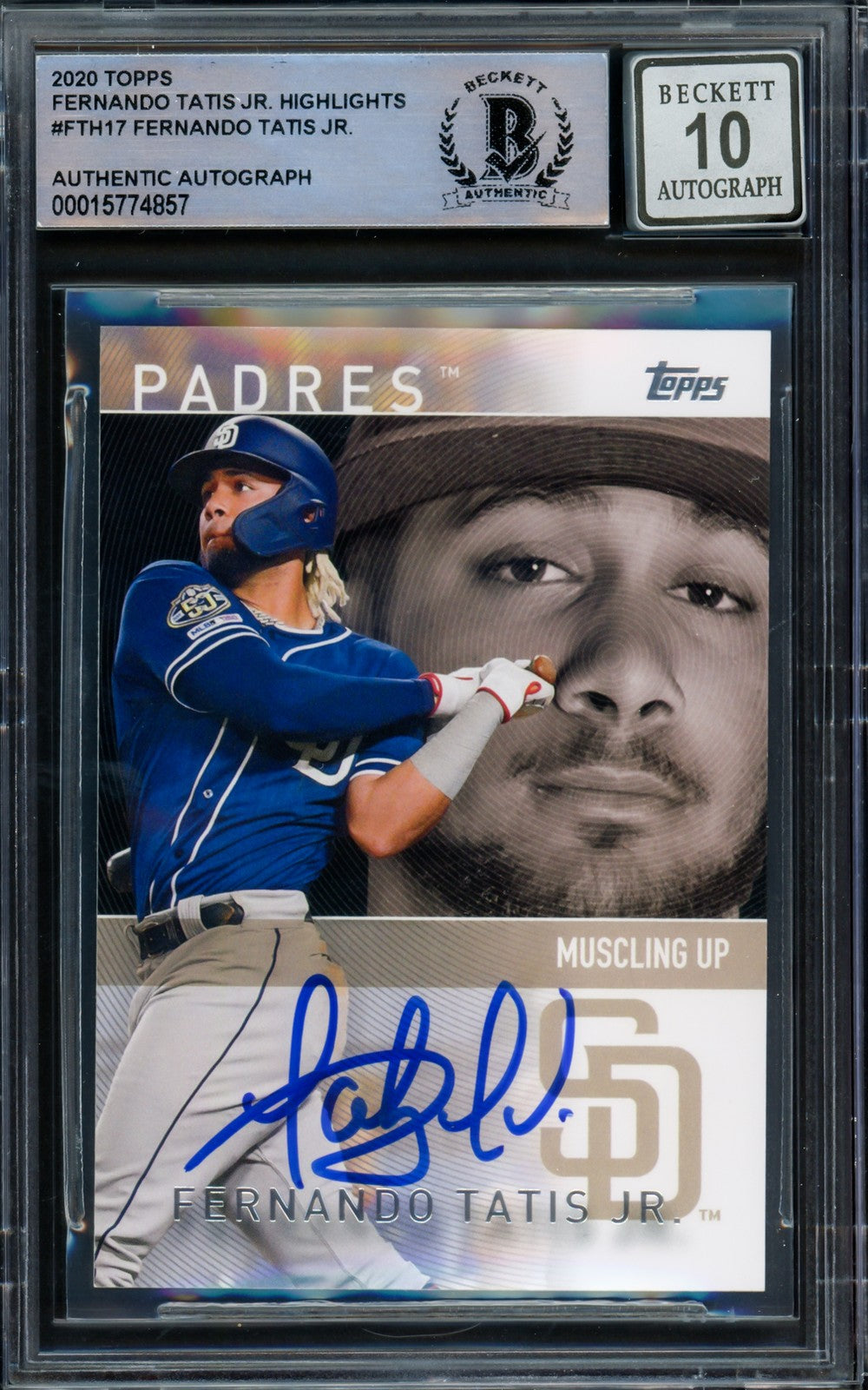 Fernando Tatis Jr. Auto Signed 2020 Topps Card FTH-17 Padres Auto GM 10 Beckett