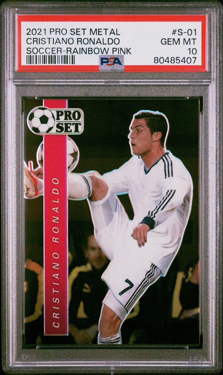 Graded 2021 Leaf Metal Cristiano Ronaldo #S-01 #/35 Rainbow Pink Card PSA 10